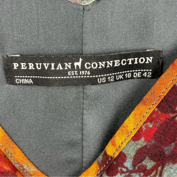 Peruvian Connection Dress Womens 12 Sundress Spaghetti Straps Floral Midi - Picture 3 of 13